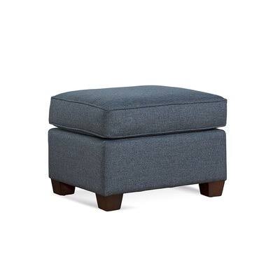 Blue and Gray and Beige Stripe Rectangle Ottoman R99091