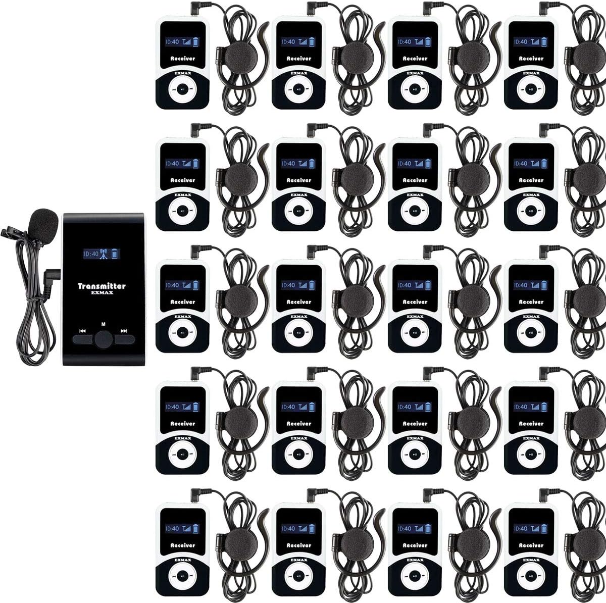 Wireless Tour Guide Transmitter System with 20 Receivers F752