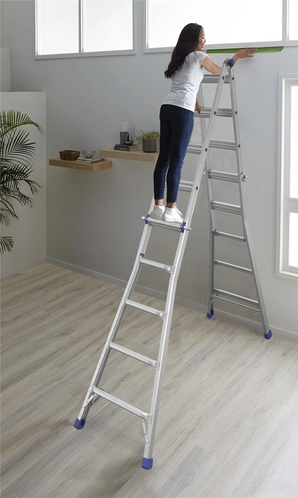 22 foot Reach Height Aluminum Multi-Position Ladder, 300 lb. Load Capacity Type IA Duty Rating U408