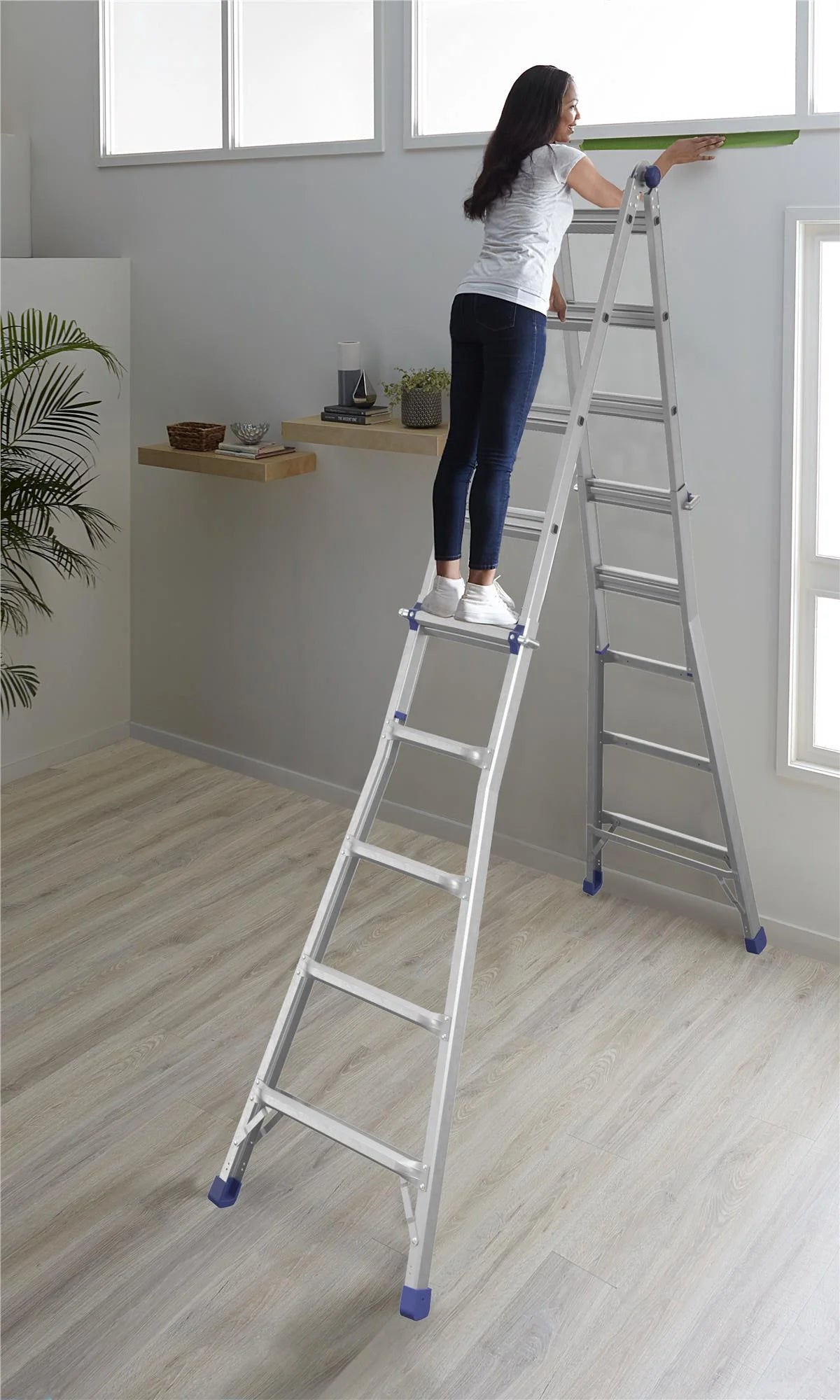 22 foot Reach Height Aluminum Multi-Position Ladder, 300 lb. Load Capacity Type IA Duty Rating U408