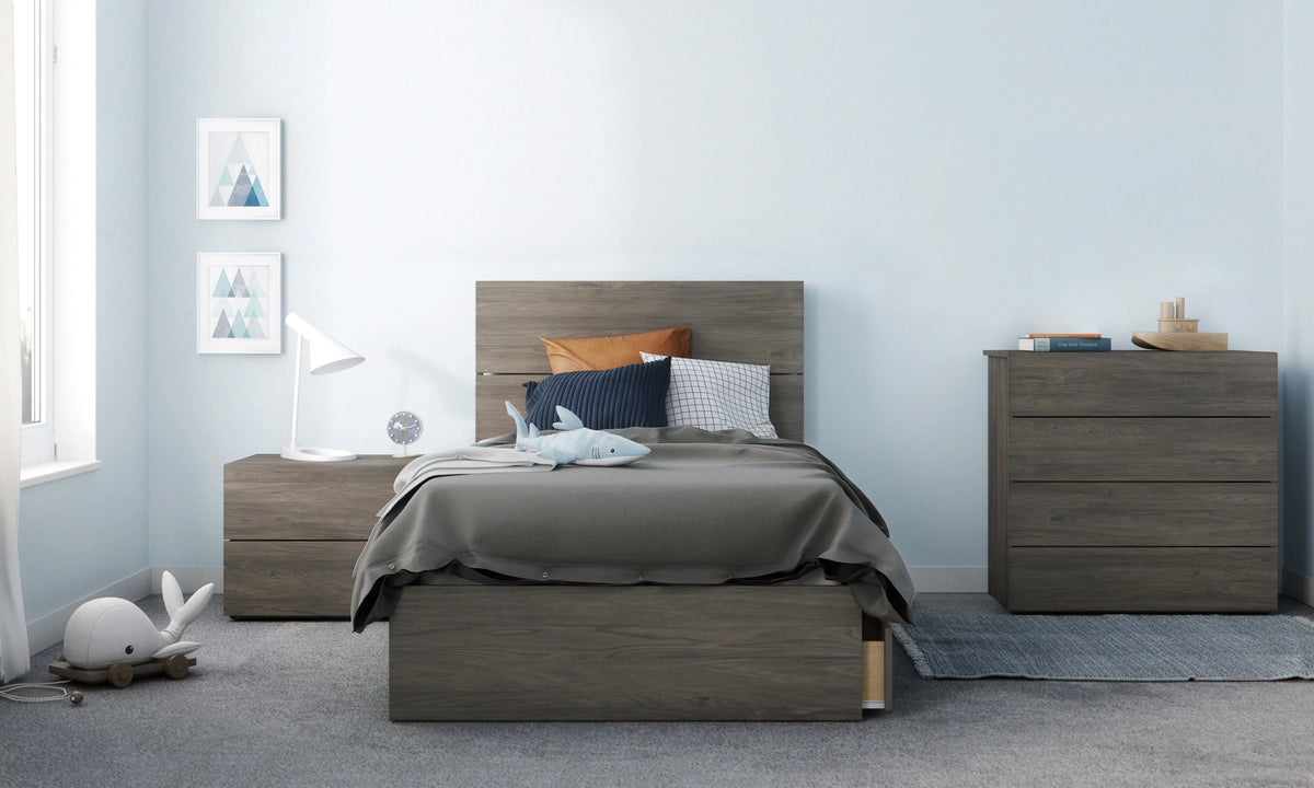 Twin Size Storage Wood Bed Frame with 3 Drawers R650