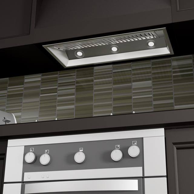 34 in. 700 CFM Ducted Range Hood Insert with Remote Blower in Stainless Steel Y736
