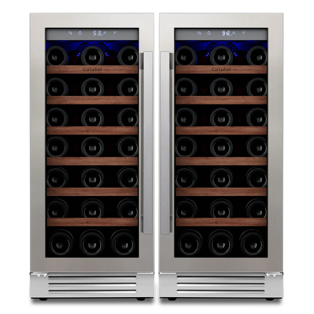 30 inch 66 Bottle Dual Zone Stainless Steel Wine Cooler Refrigerator B30709