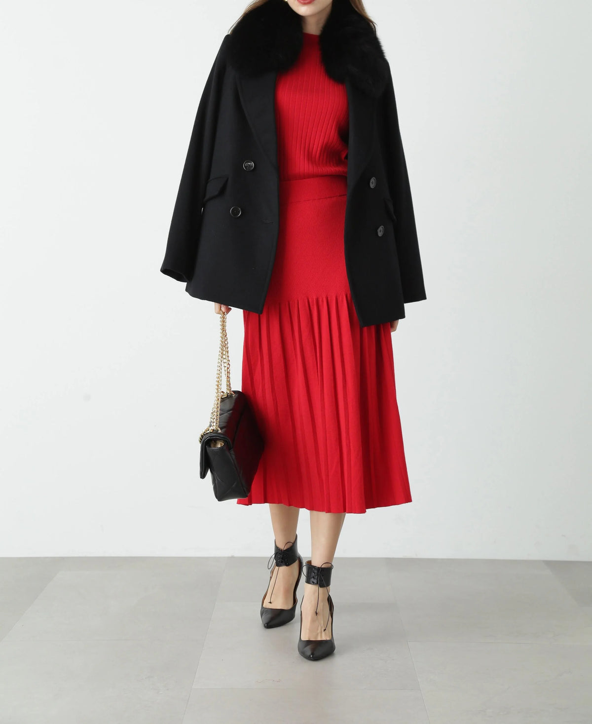 Knit pleated skirt P25167