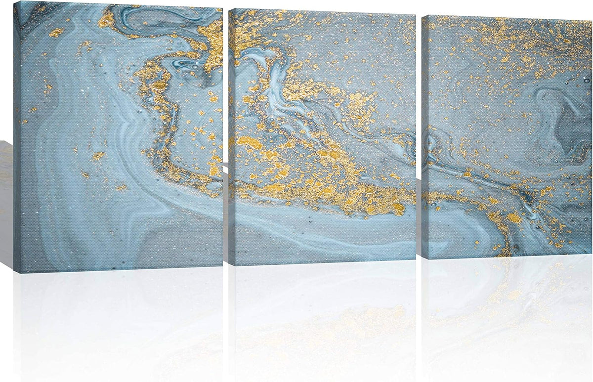 Gold Pink Abstract Canvas Wall Art 3 Panels V723367