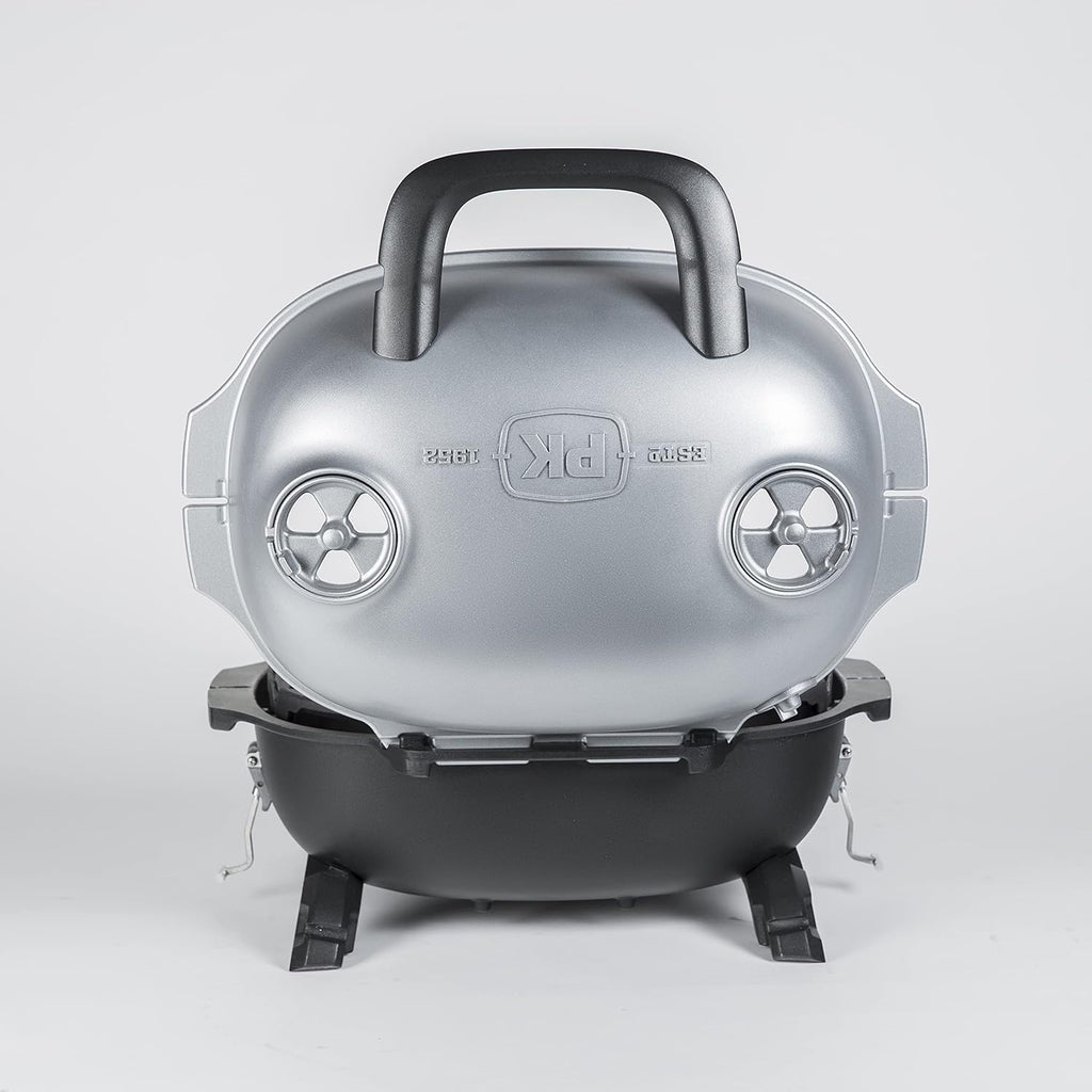 Portable Charcoal BBQ Grill and Smoker with Lid, Cast Iron Aluminum Outdoor Cooking Mini Barbecue Grills, Grey Q782805