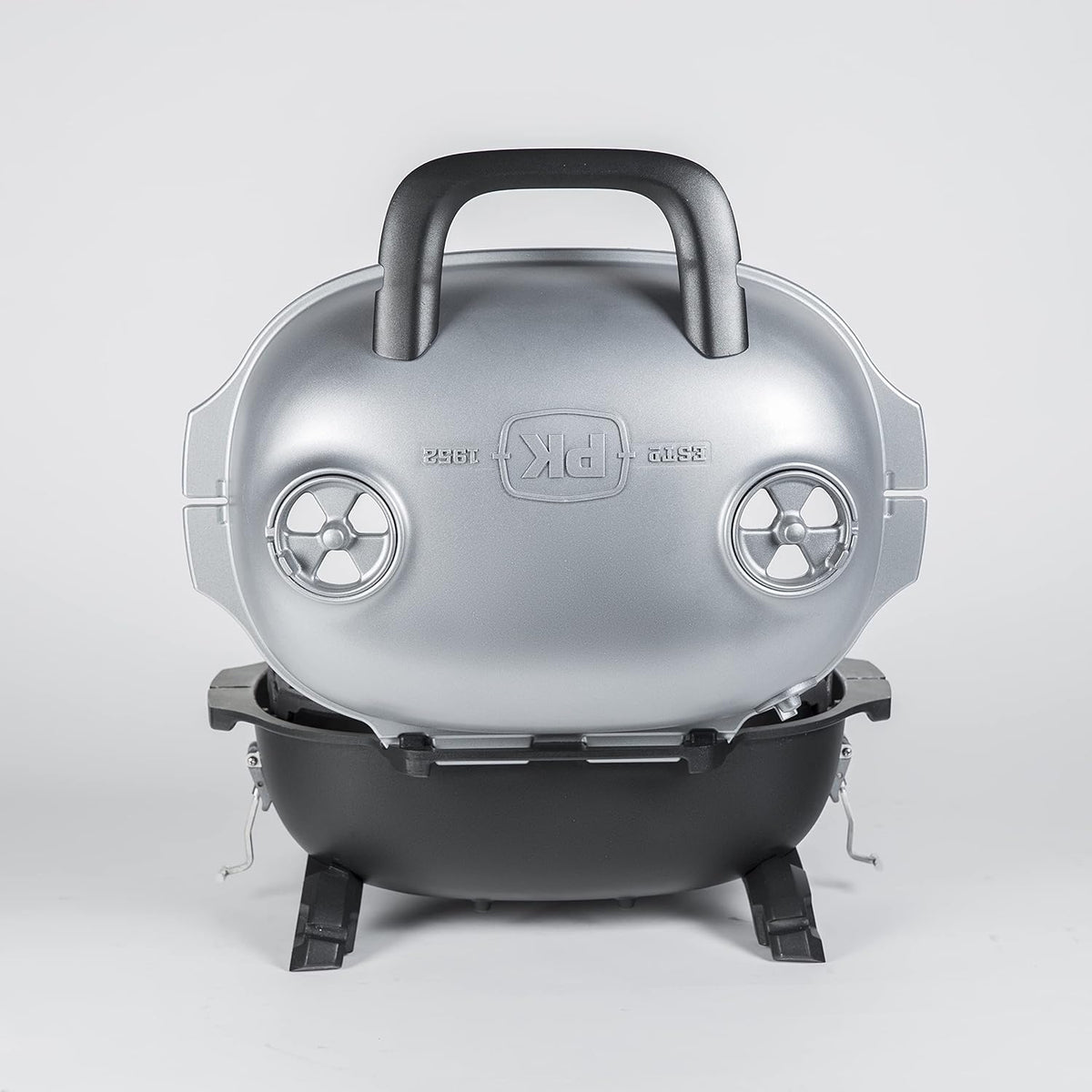 Portable Charcoal BBQ Grill and Smoker with Lid, Cast Iron Aluminum Outdoor Cooking Mini Barbecue Grills, Grey Q782805