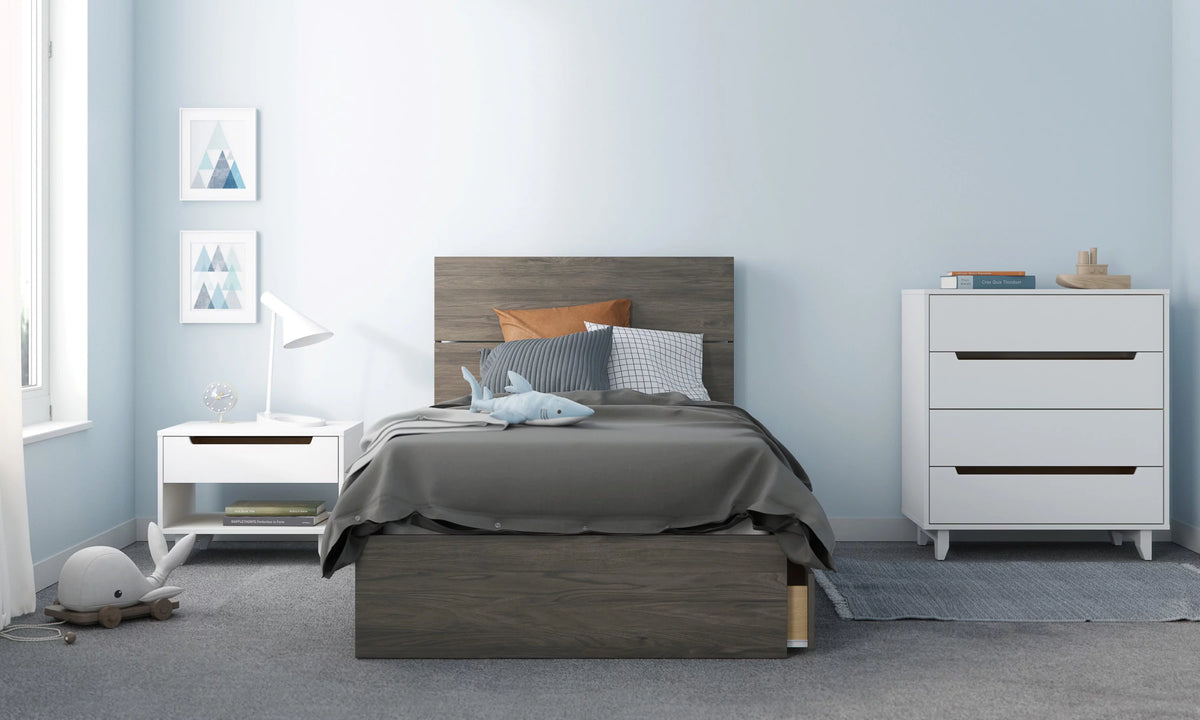 Twin Size Storage Wood Bed Frame with 3 Drawers R650