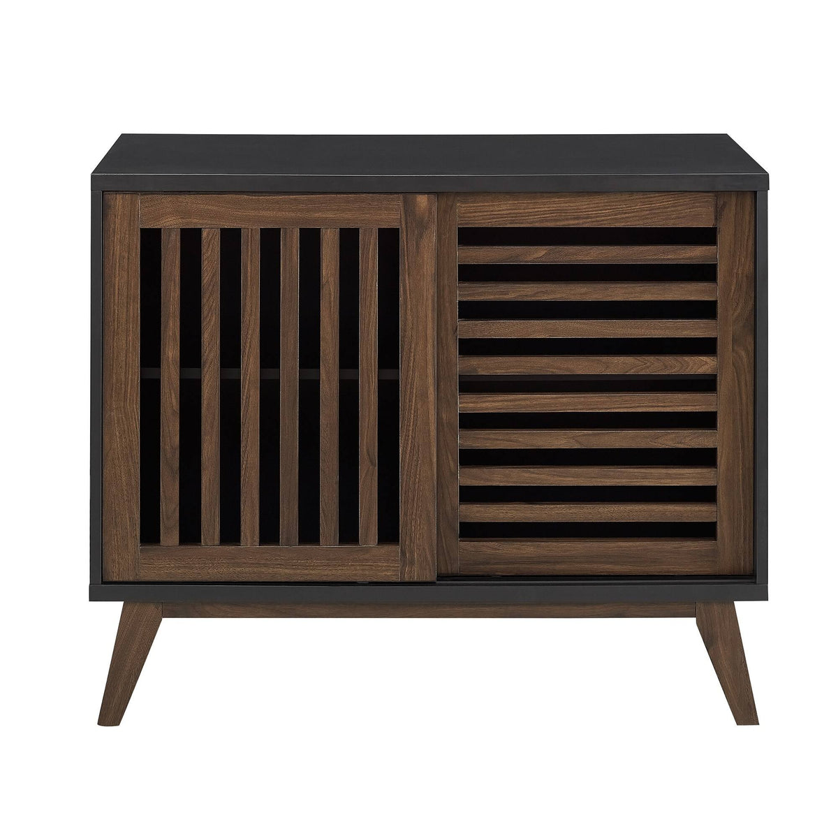 36x22 Two Shelf Laminate and Metal Accent Cabinet White with Rustic Oak D418
