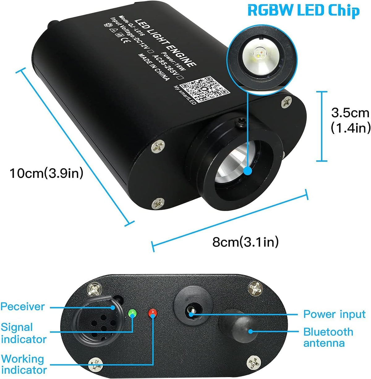 16W Fiber Optic Lights Starlight Headliner Light Kit with Remote Control, 150pcs 6.5ft Optical Fiber Cable Strands G318