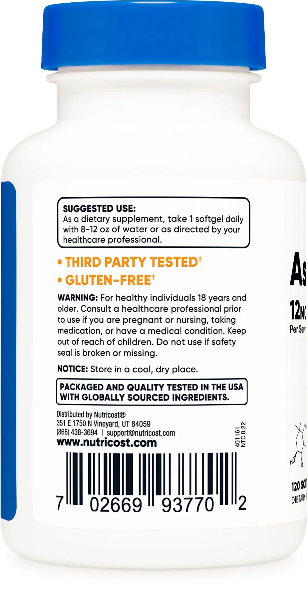 Astaxanthin 12mg, 120 Softgels Supplement B82617