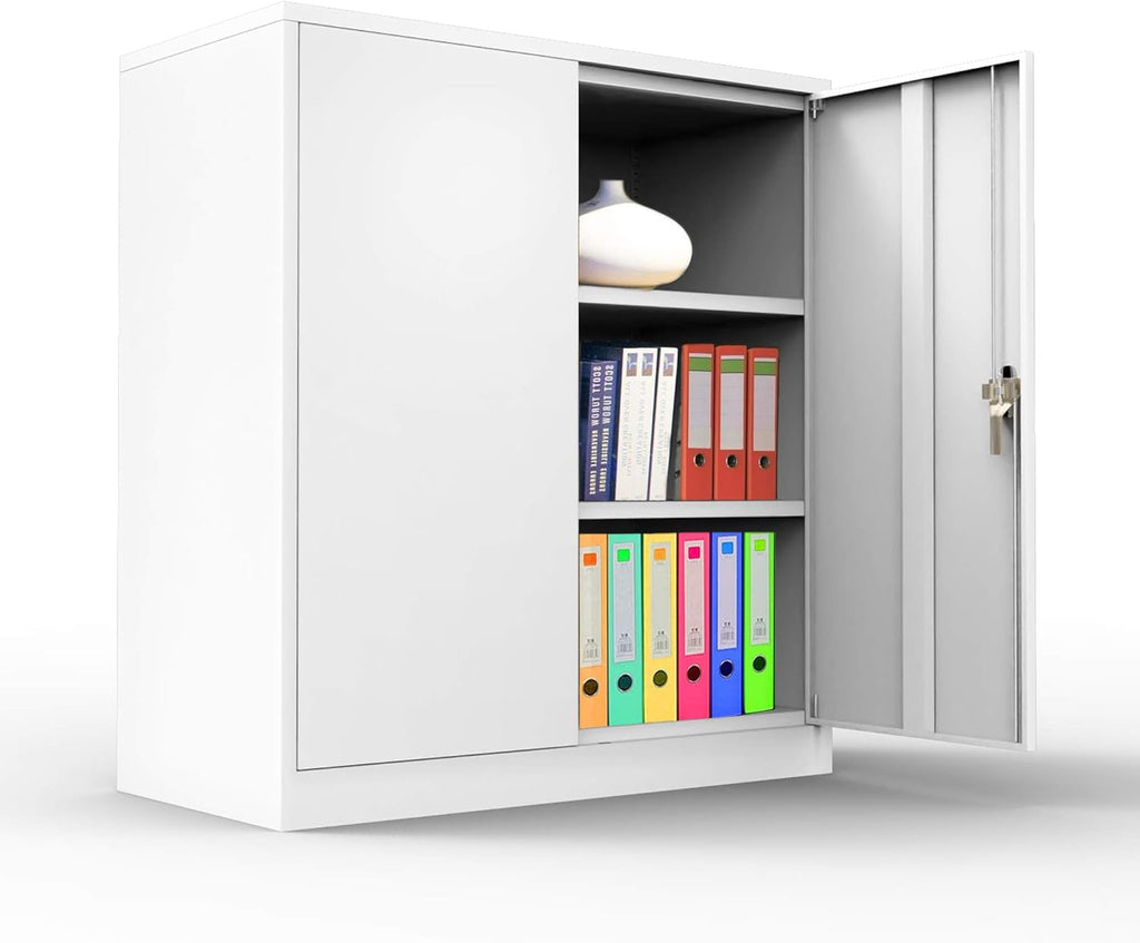Locking Steel Storage Cabinet with 2 Adjustable Shelves H671378