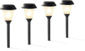 4 Pack Warm White Black Metal Glass Solar Path Lights J99587