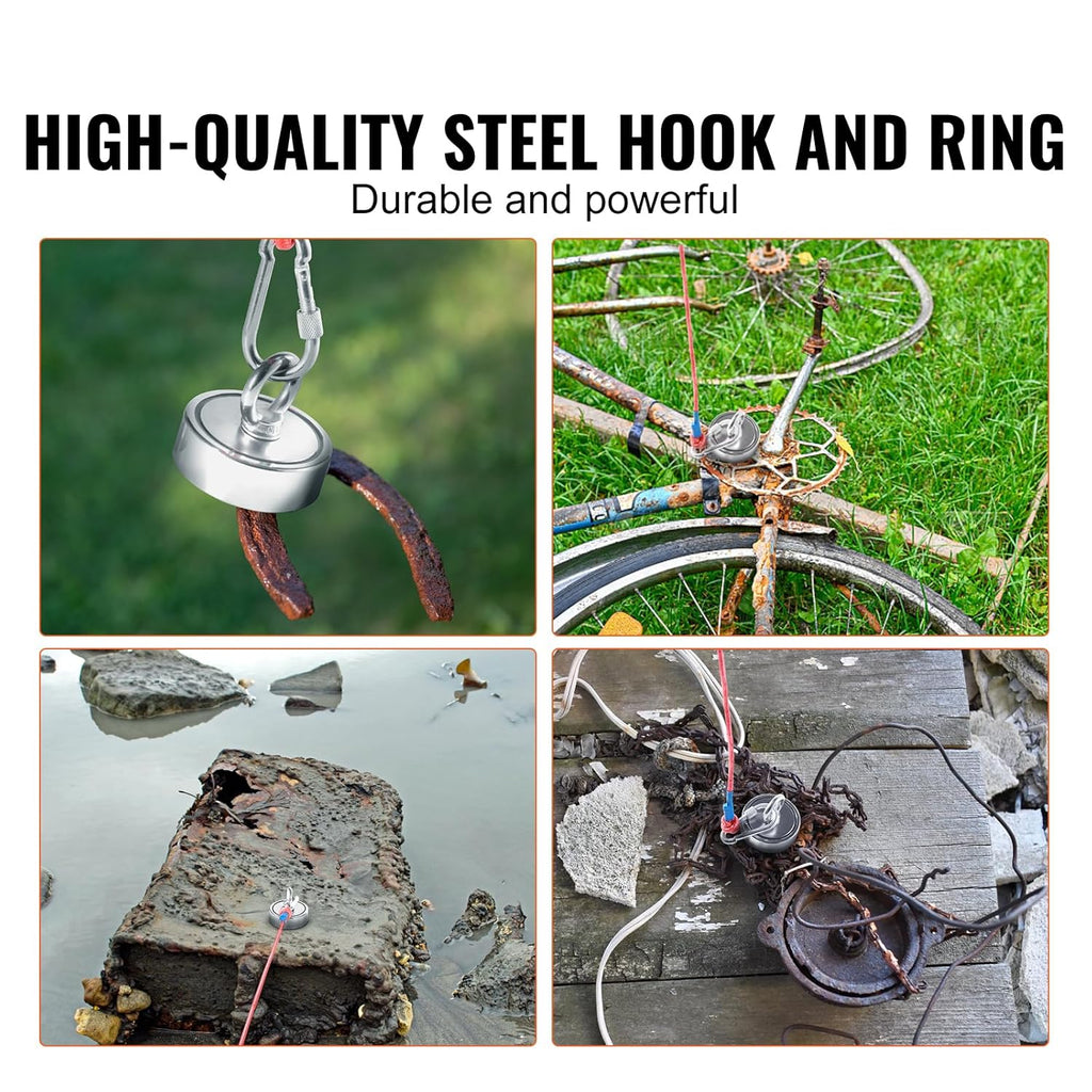 1200 LBS Double Sided Neodymium Magnet Fishing Kit with 65 FT Rope V309510