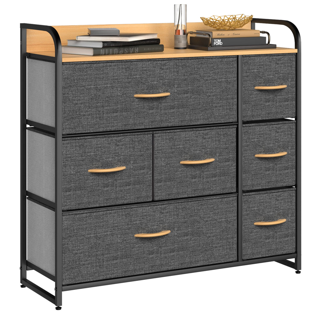 Light Gray 7 Drawer Fabric Dresser C5195