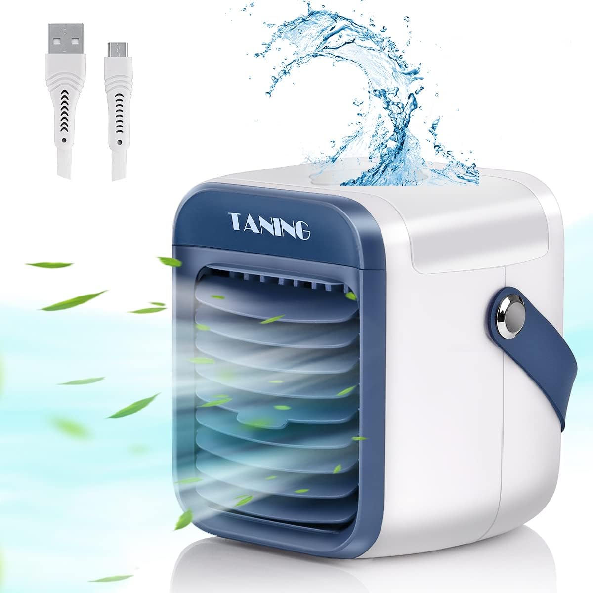 3 in 1 Portable Air Cooler Humidifier Purifier with 2000mAh Rechargeable Battery, Pack of 2 L389