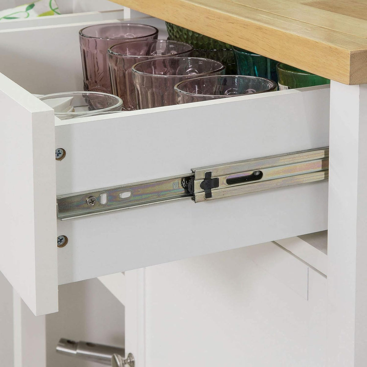 Kitchen Cart with Rubber Wood Top U904505