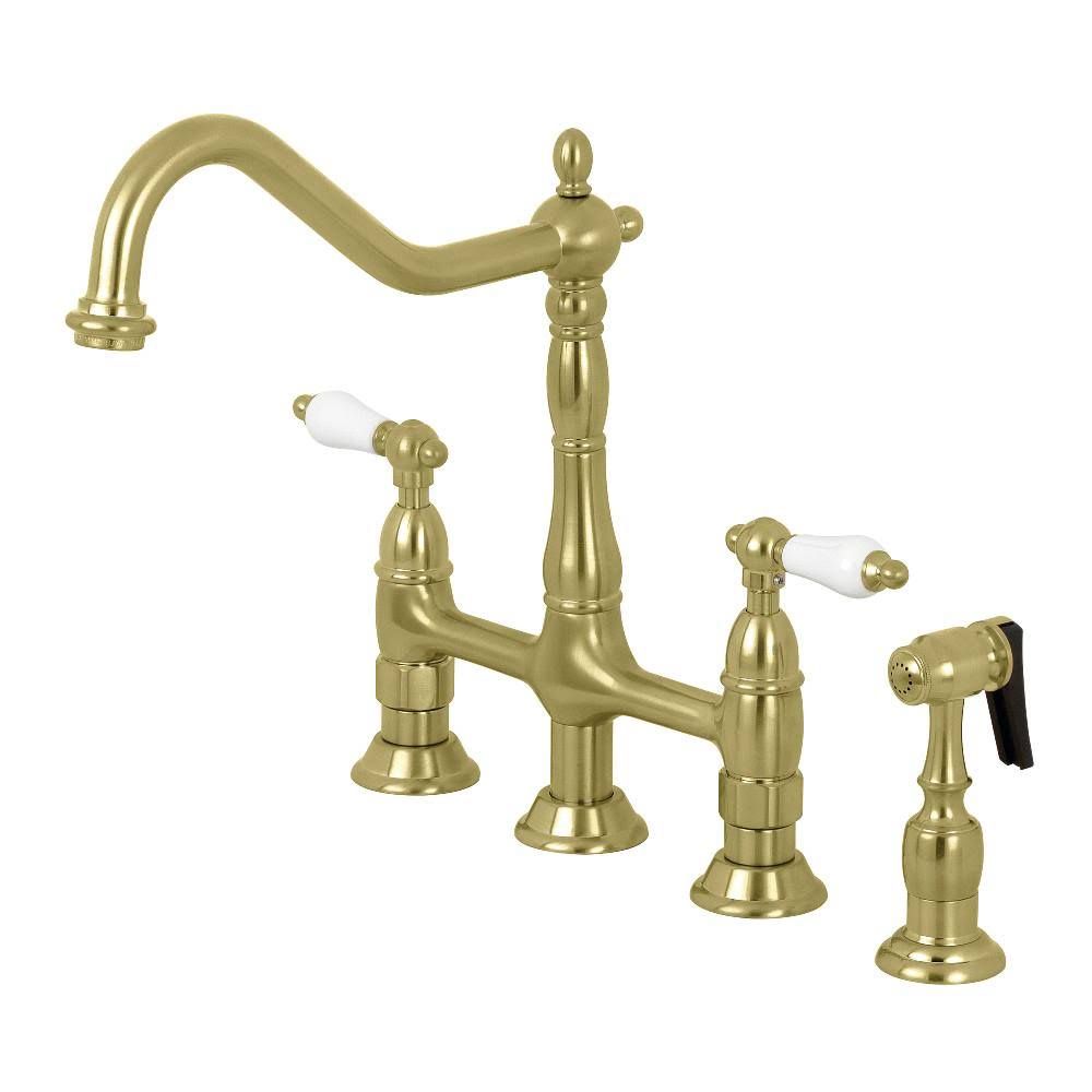 Polished Nickel Kitchen Faucet with Brass Sprayer C928