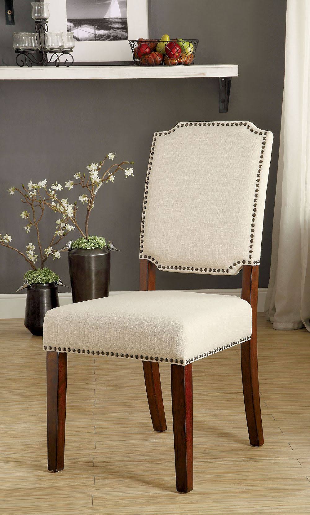 Brown Cherry and Ivory Side Chair Set of 2 C219