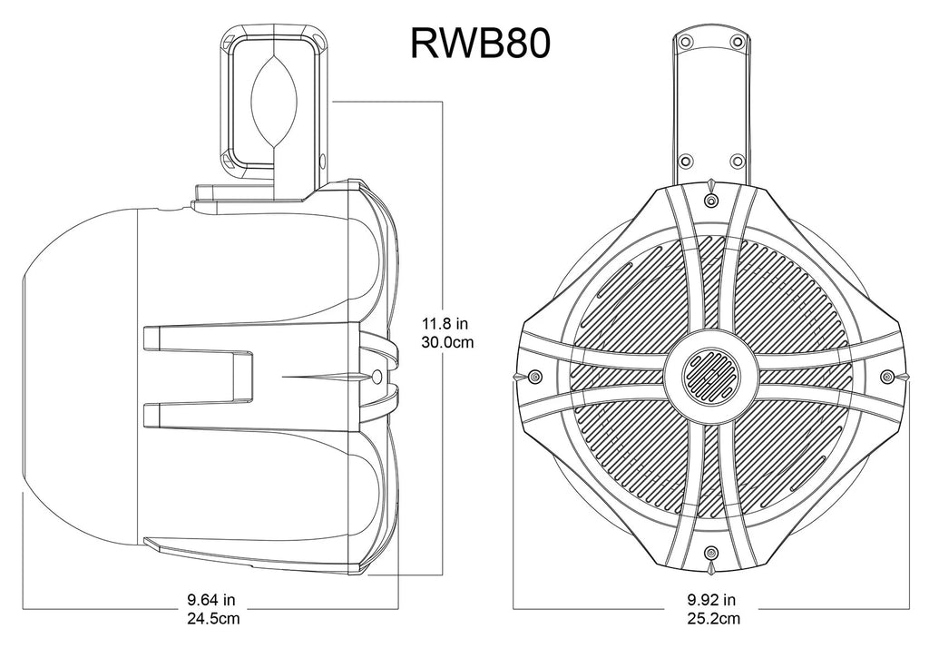 Black 8" Marine Wakeboard Tower Speakers with Amplifier V2507