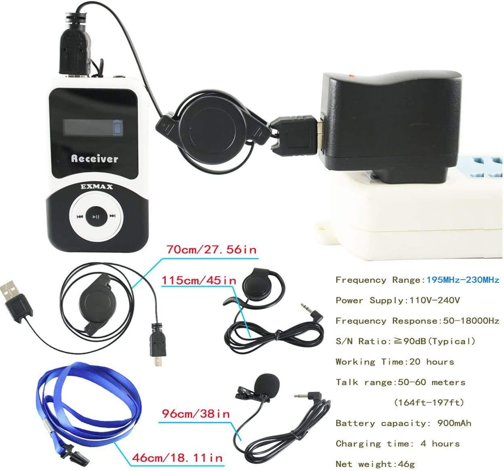 Wireless Tour Guide Transmitter System with 20 Receivers F752