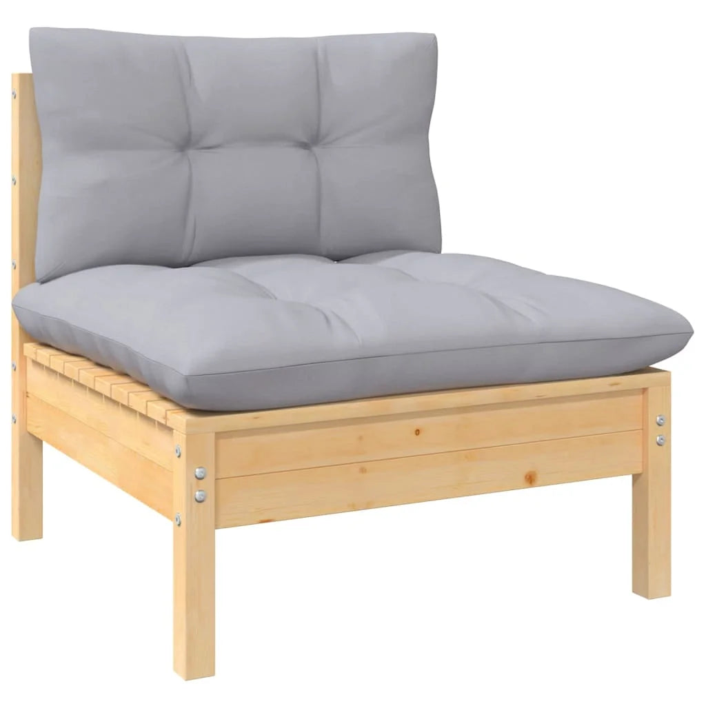 Gray Cushions Solid Pinewood 2-Seater Patio Sofa F31247