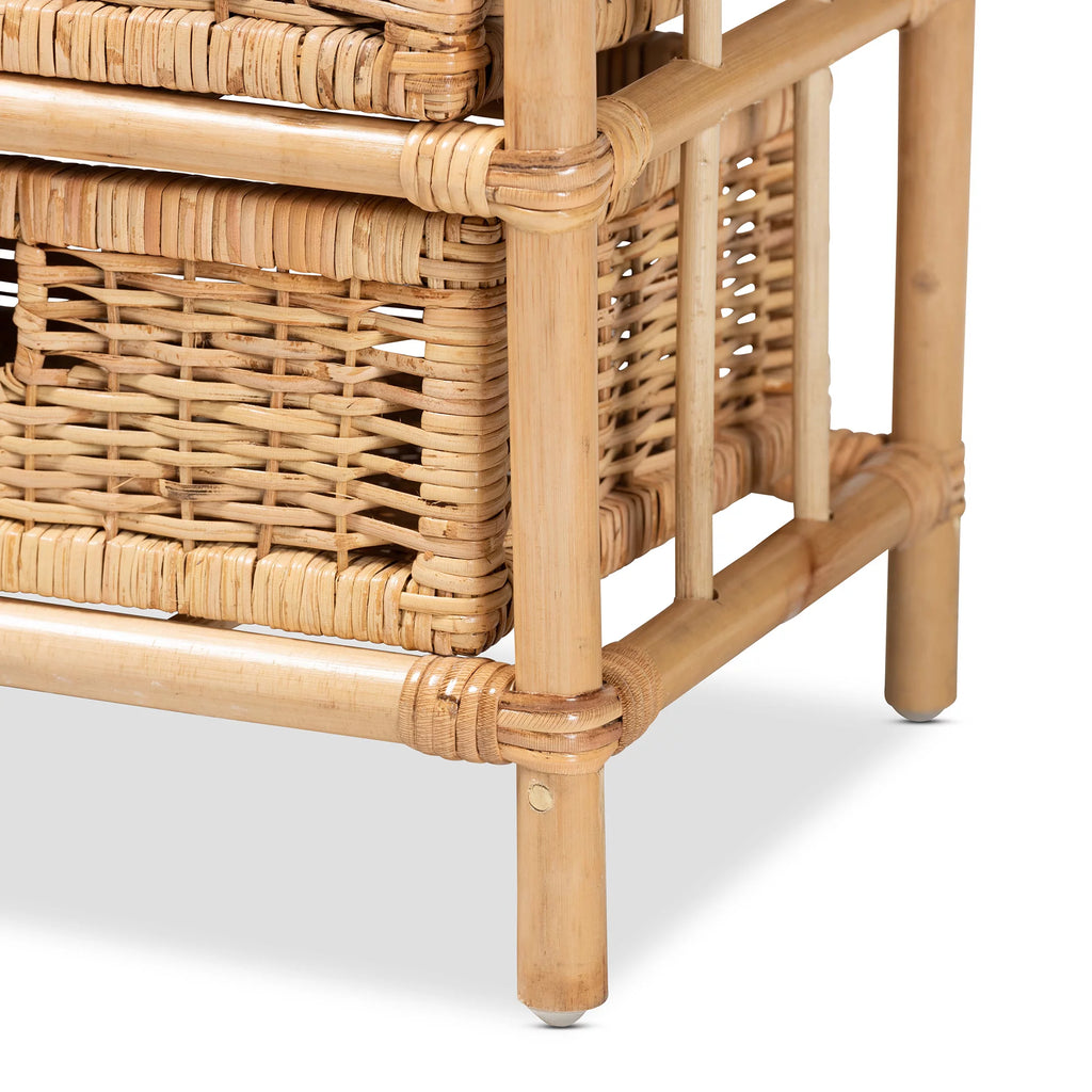 Natural Brown Rattan 6-Drawer Storage Cabinet H50526