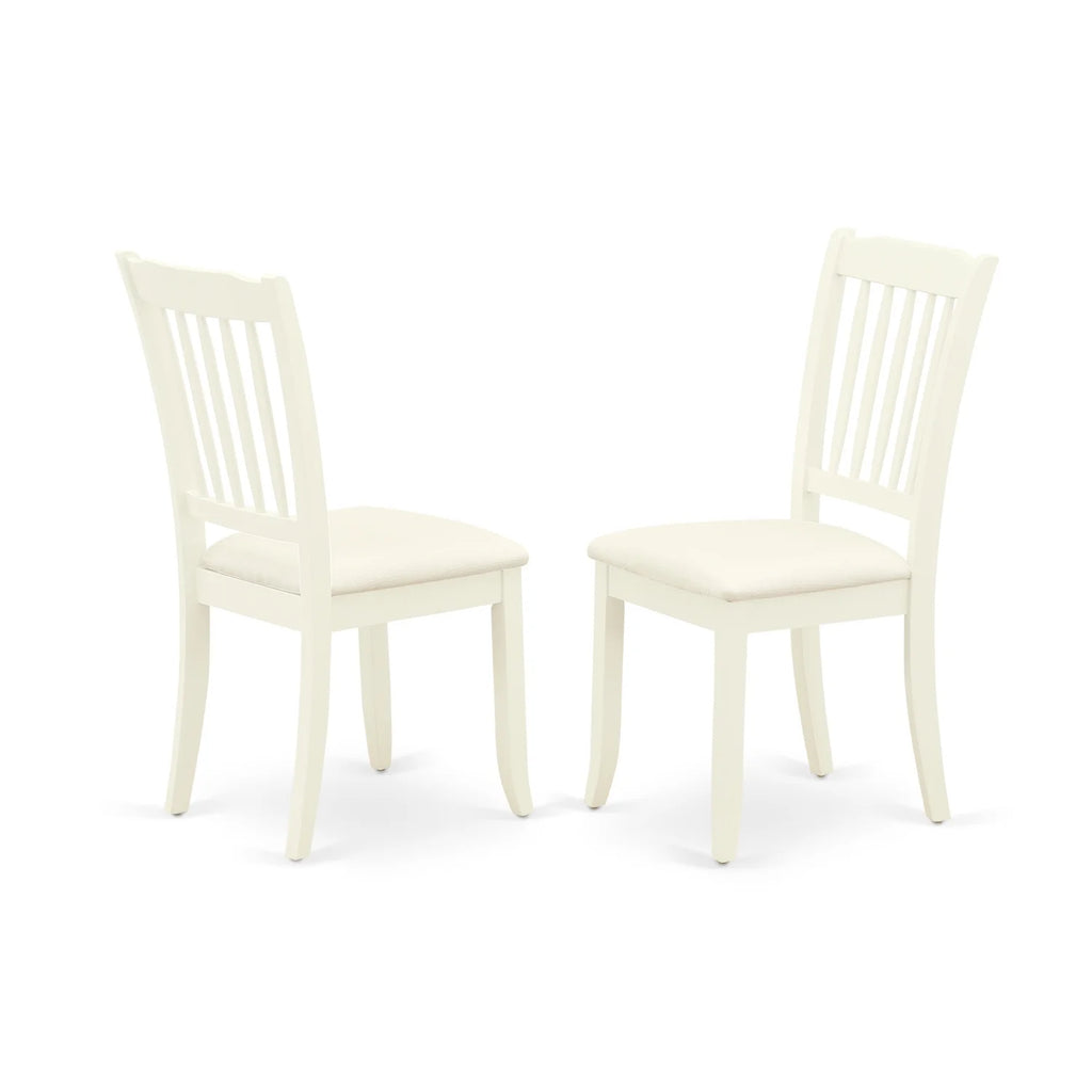 5 Pc Round Dining Table and 4 Linen Seat Chairs White E467