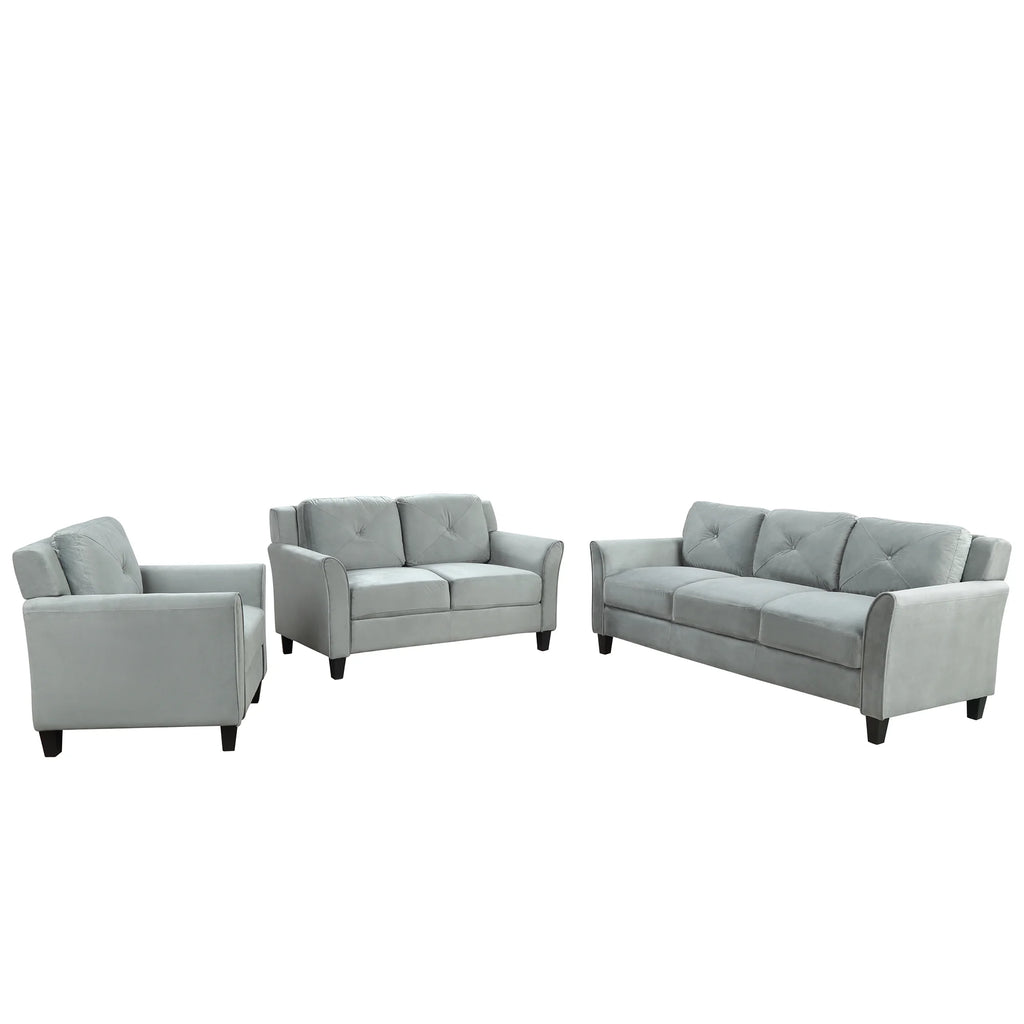 Button Tufted 3 Piece Chair Loveseat Sofa Set K5656