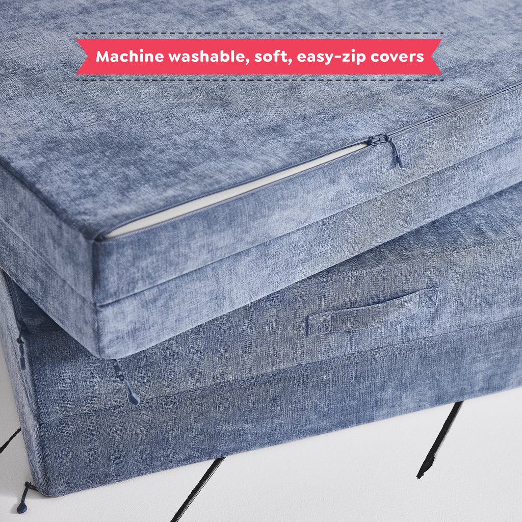 Folding Convertible Kids Play Couch, 4 Pieces, Blue Lagoon E73549
