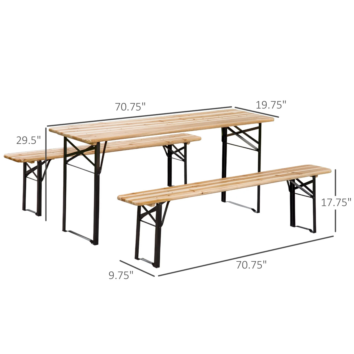 Wooden Outdoor Folding Picnic Table Set with Bench V472017