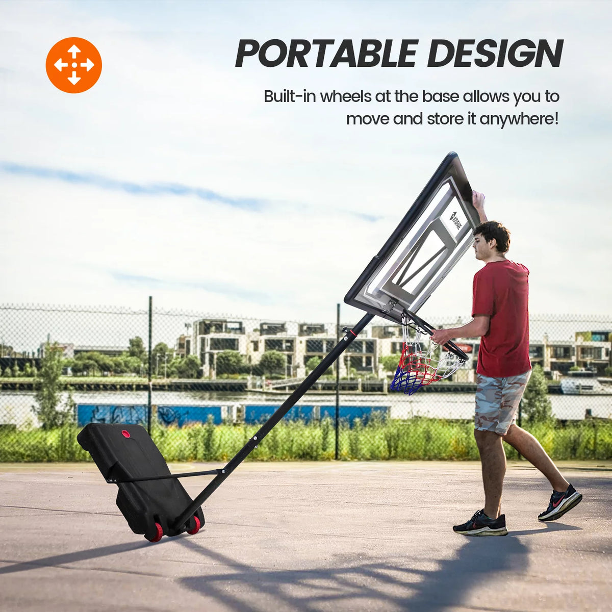 Portable Basketball Hoop & Goal 5 - 7 ft Height Adjustable T151042