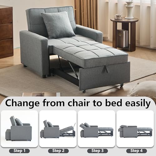 Blue Convertible Sofa Bed Chair with Side Pocket X389