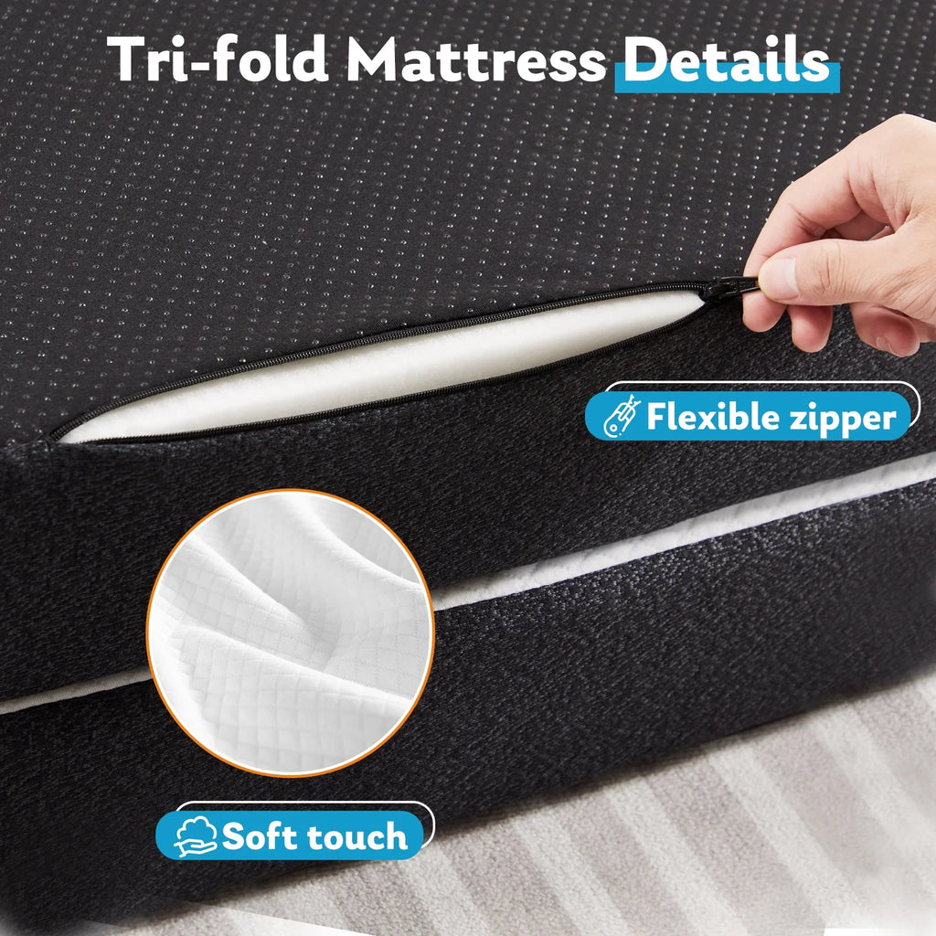 4-inch Tri Folding Memory Mattress with Removable Cover O2461