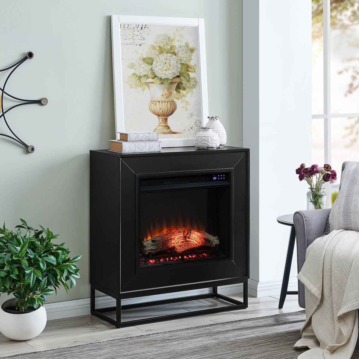 Contemporary Electric Fireplace - Black U6728