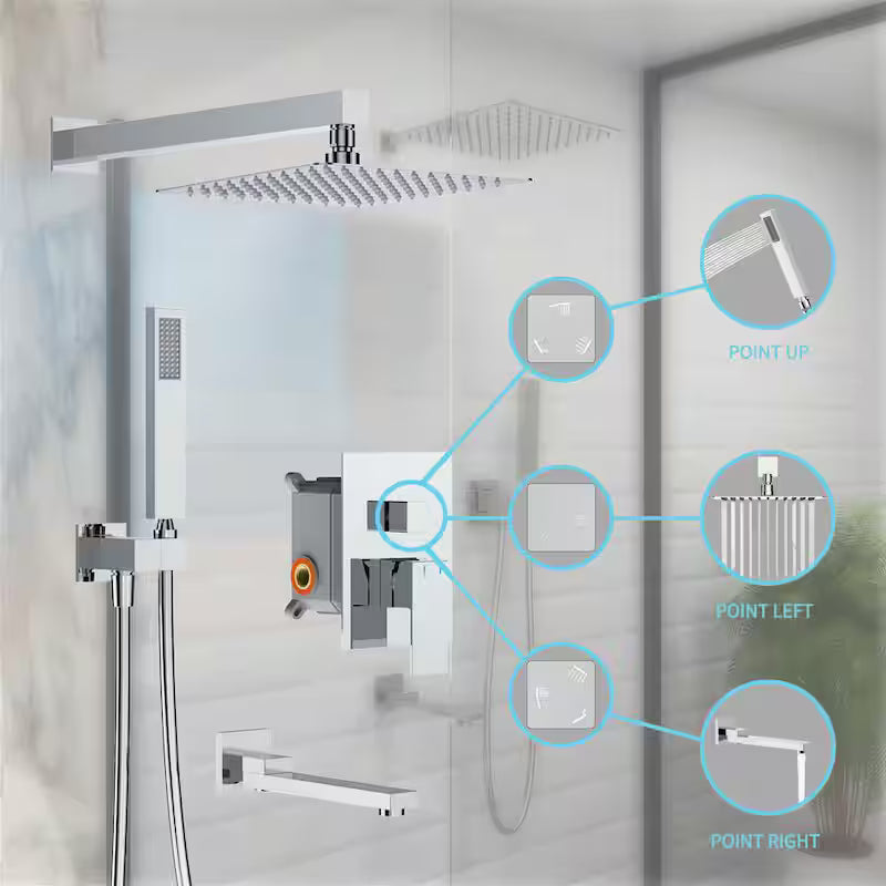Single-Handle 3-Spray Tub and Shower Faucet Combo with Hand Shower in Chrome S389317
