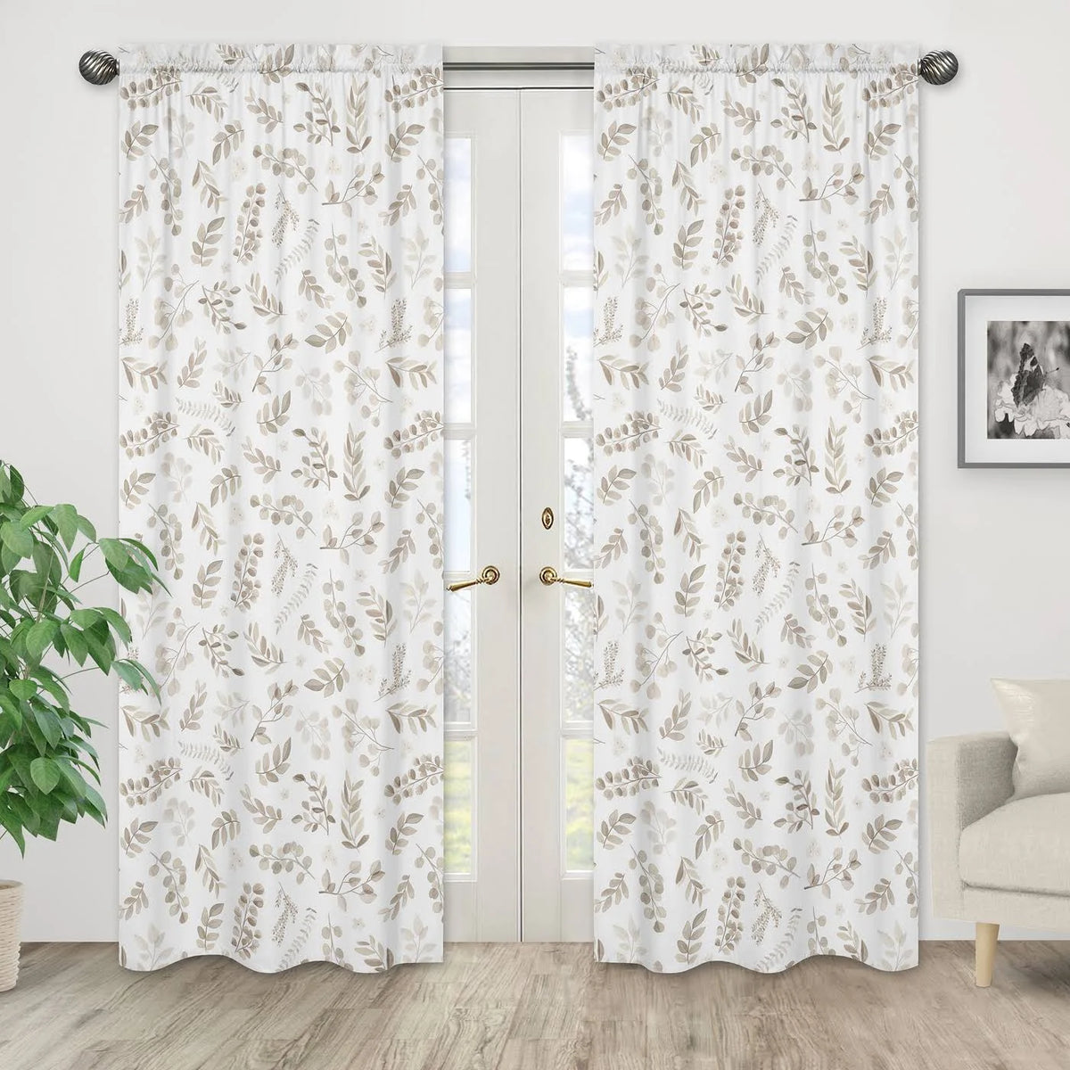 Botanical Taupe Window Panels, Set of 2 Q55766