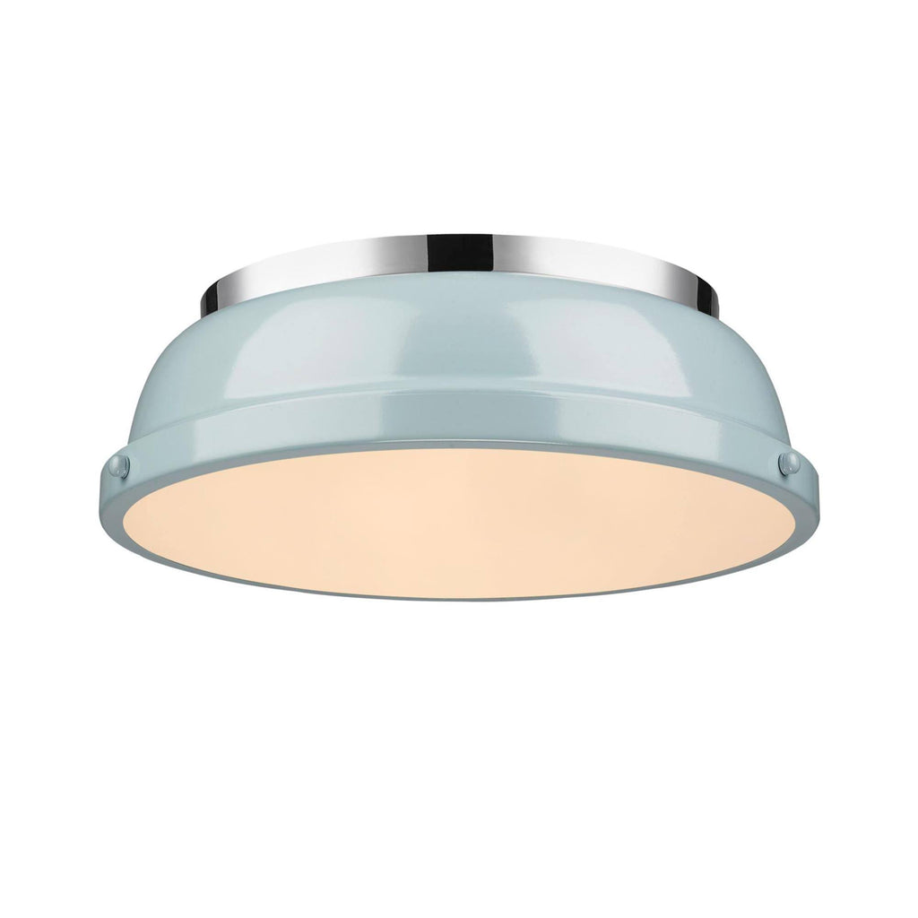 Two Light Flush Mount Seafoam Glass Chrome A58007