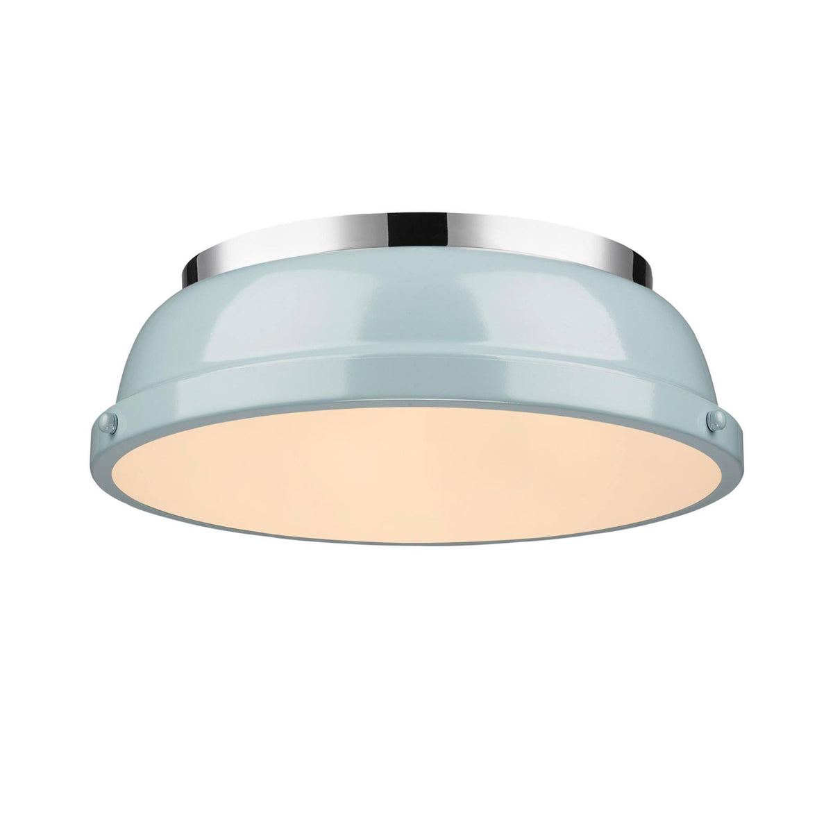 Two Light Flush Mount Seafoam Glass Chrome A58007