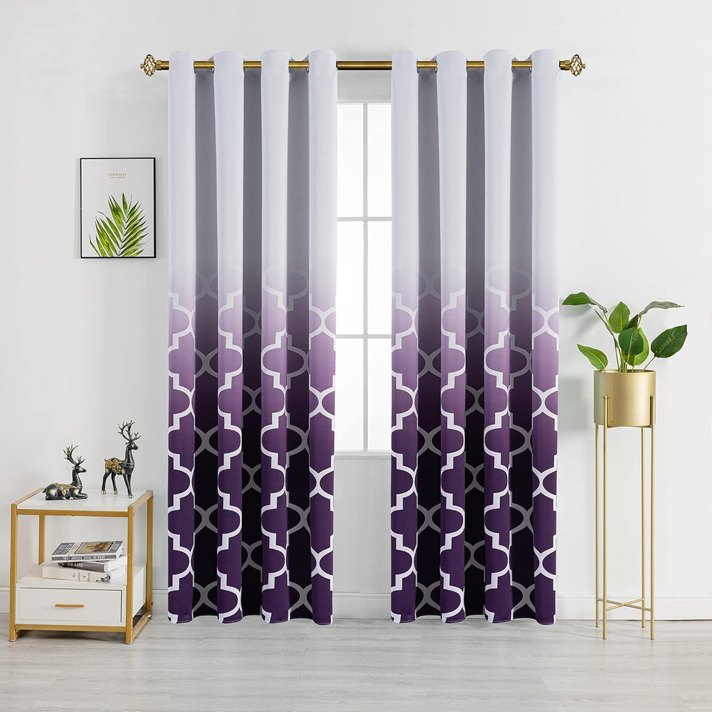 Grey 84 inch 2 Panels Gradient Color Curtains Q1199