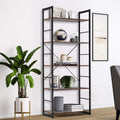 5 Tier Wood and Metal Bookshelf W548794