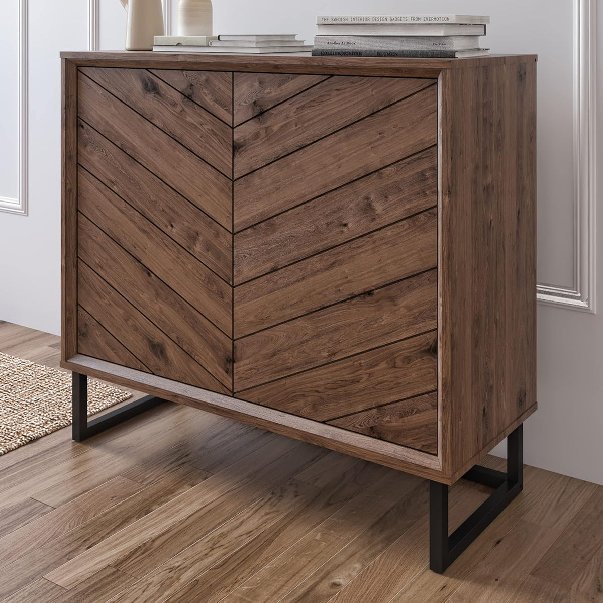Oak Accent Chest Cabinet with 2 Doors N4809