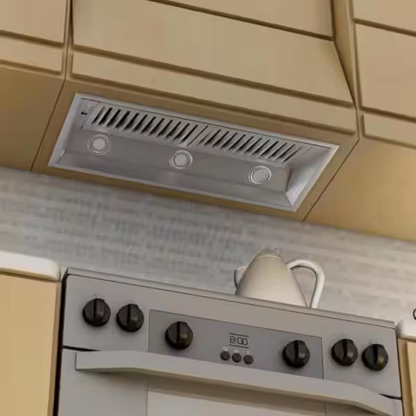 34 in. 700 CFM Ducted Range Hood Insert with Remote Blower in Stainless Steel Y736