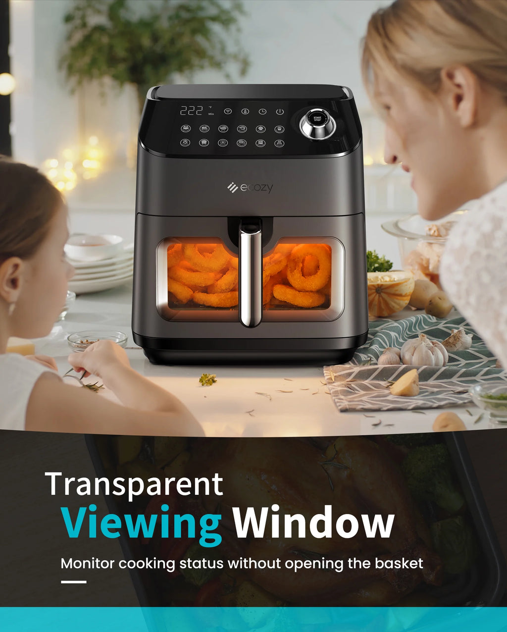 Black 6 Quart Air Fryer with See-Through Window B75810