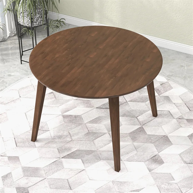 Brown Round Solid Wood Dining Table O480396