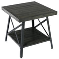 Antique Gray and Steel Gray Solid Wood Top End Table T437187
