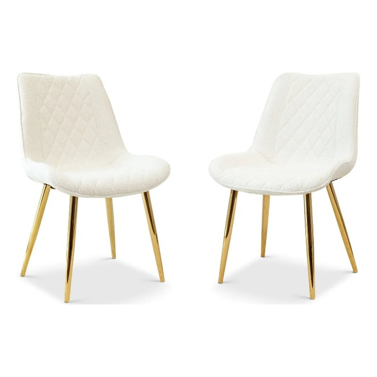 Cream Boucle Fabric Dining Chair Set of 2 Y57041