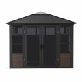 Black Hardtop Outdoor Aluminum Sunroom P90878