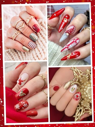 12PCS Christmas 3D Nail Charms Zircon Rhinestones Metal Nail Art Gems K342