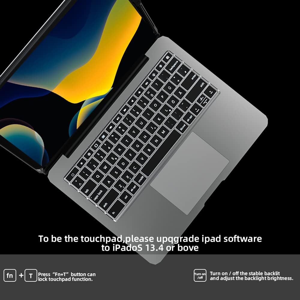 Keyboard Case for iPad Pro 12.9 inch with Touchpad, Backlit, Aluminum Alloy, Space Gray E55242